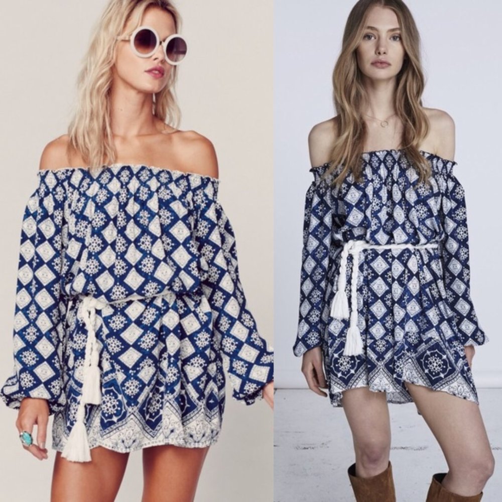 Faithfull The Brand Rambler Navy Printed Dress